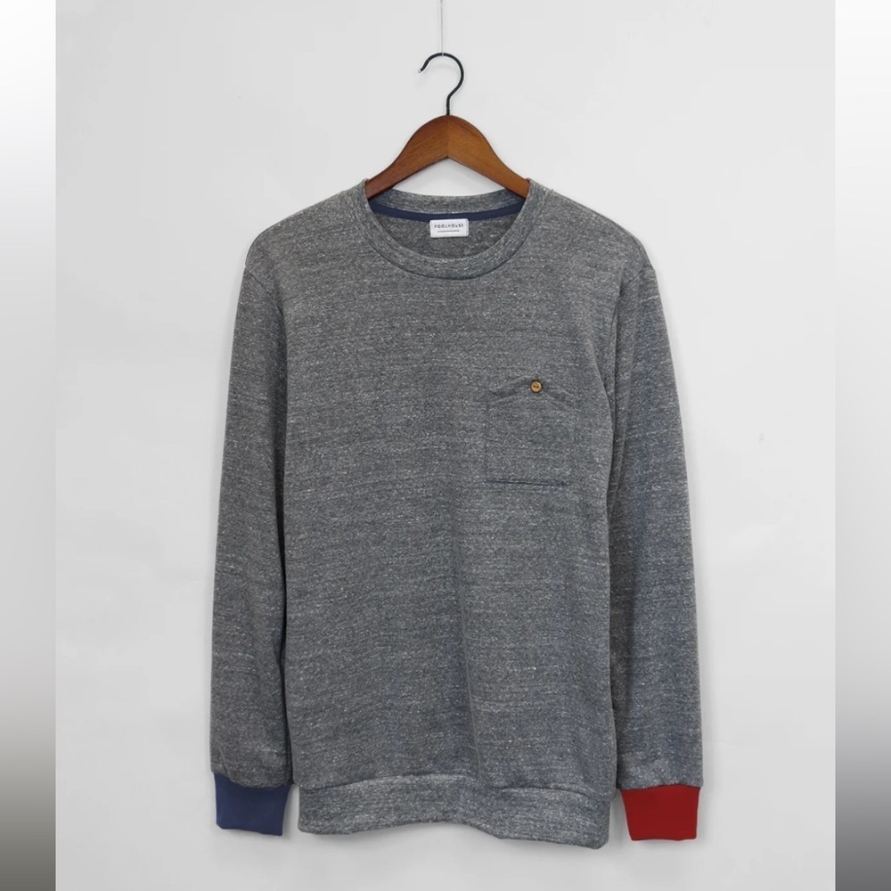 Poolhouse Classic House Pocket Sweatshirt in Stone